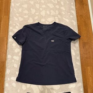 Figs Deep Blue V-Neck Scrub Top